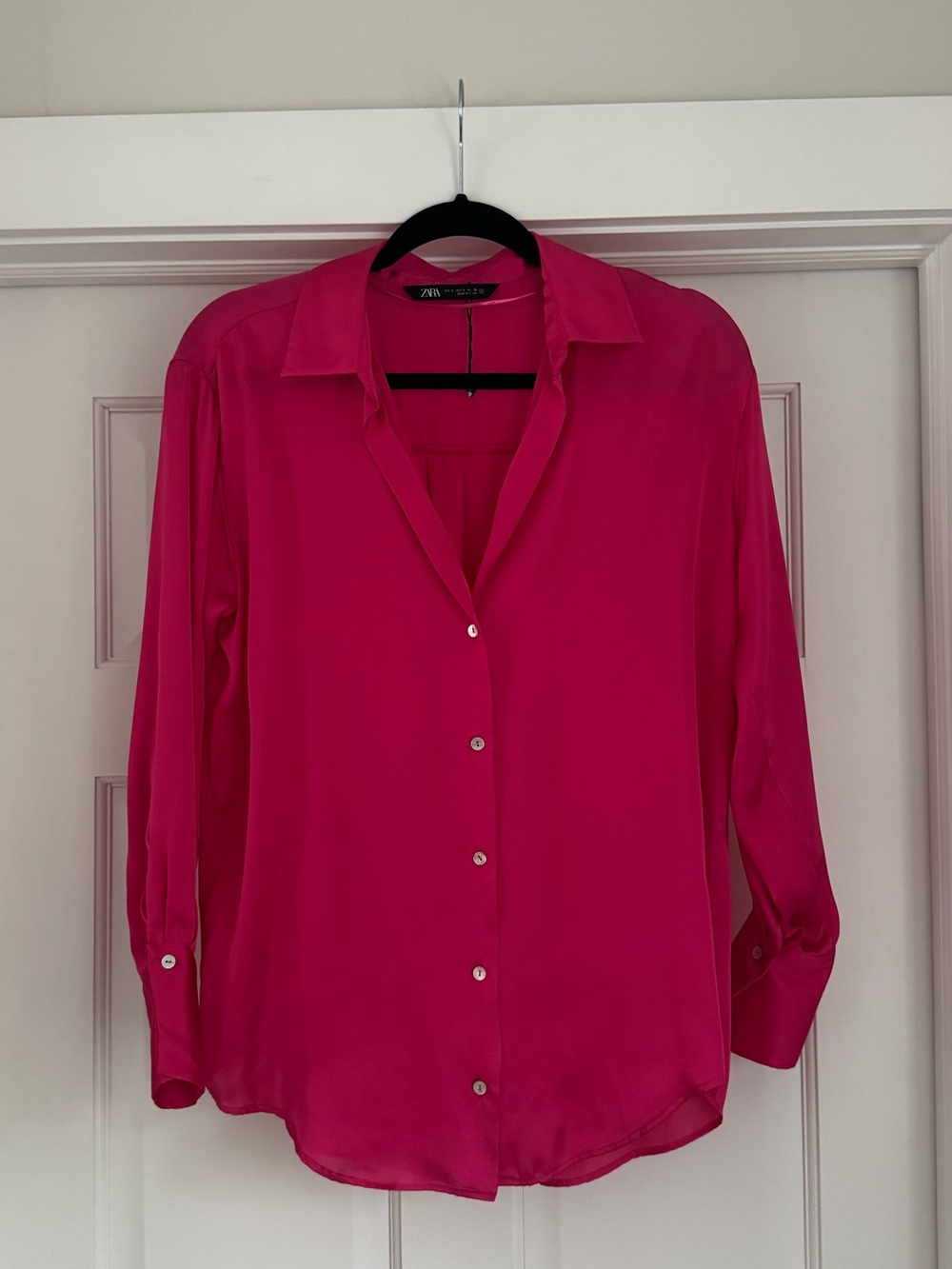 Zara button down satin shirt